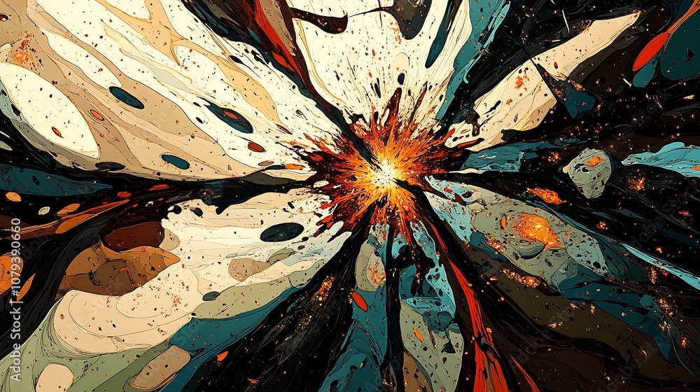 Poster abstract colorful paint splatter background, exploding with vibrant color and energy. perfect for mo