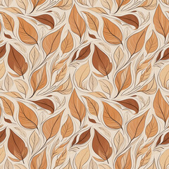 Autumn leaves pattern in warm earthy tones on a light background with copy space