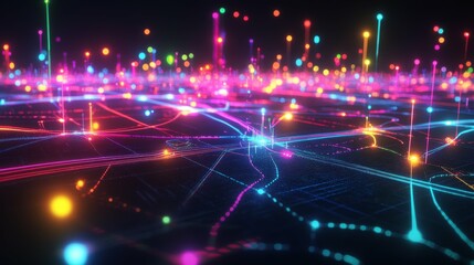 Obraz premium Abstract City Network Visualization