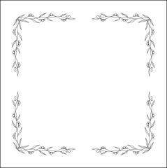 Decorative frame, vegetal ornamental frame with flowers, decorative border, corners for greeting cards, banners, business cards, invitations. Isolated vector illustration.	
