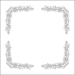 Decorative frame, vegetal ornamental frame with flowers, decorative border, corners for greeting cards, banners, business cards, invitations. Isolated vector illustration.	

