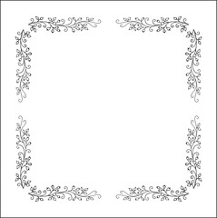 Decorative frame, vegetal ornamental frame with flowers, decorative border, corners for greeting cards, banners, business cards, invitations. Isolated vector illustration.	
