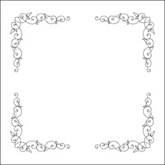 Decorative frame, vegetal ornamental frame with butterflies, decorative border, corners for greeting cards, banners, business cards, invitations. Isolated vector illustration.	
