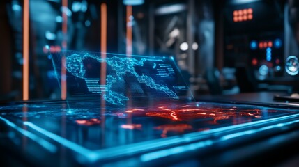 Futuristic Interactive Global Map Display