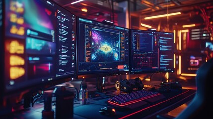 Triple Monitor Gaming Setup - High Tech Workstation