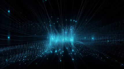 Fototapeta premium A vast network of data nodes and connections visualized in glowing blue lines, surrounded by digital graphs, futuristic data analysis, technology-driven