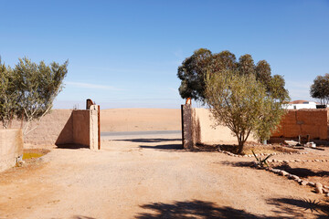 Open gate in a sunny day in a desert Morocco 