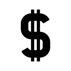 Dollar symbol. Sign, dollar icon. Black silhouette. Front view. Vector simple flat graphic illustration. Isolated object on white background. Isolate.