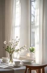 Fototapeta premium Cozy morning sun in dining area