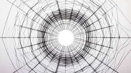 Obraz premium Abstract Geometric Pattern Circular Structure Black Lines White Background