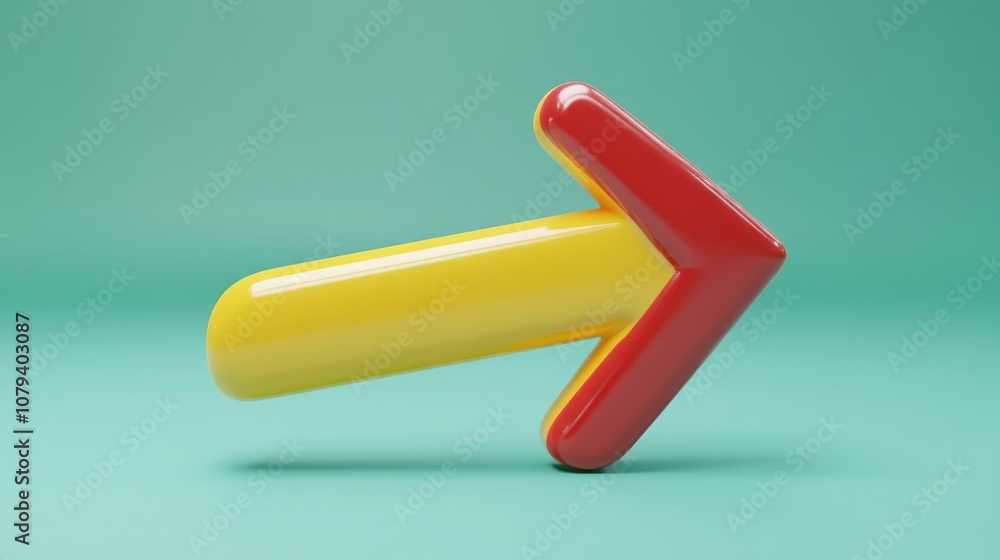 Poster red and yellow left pointing arrow icon on a green minimal backdrop close up view ai generated