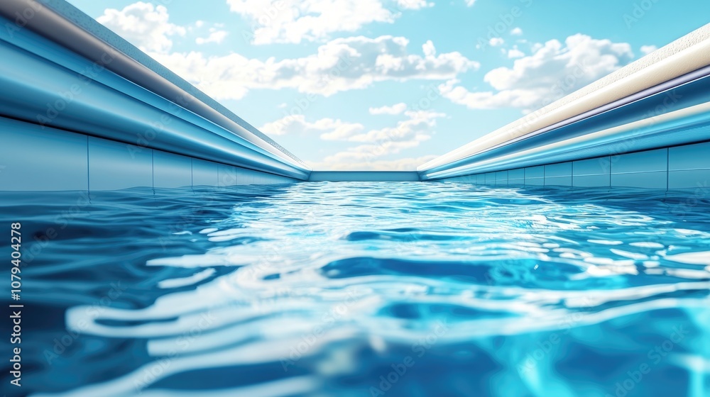 Aufkleber close up of a swimming pool gutter with a low angle view of the water surface