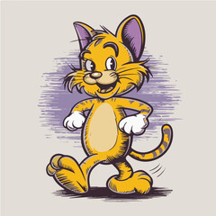 Retro Cartoon Cat Vector Design Illustrator Art