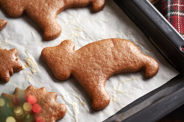 Baked homemade gingerbread Christmas cookies