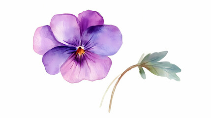 Violet wildflower watercolor. floral isolated for wedding, invitation, greeting cards. watercolour flower. Botanical. Illustration