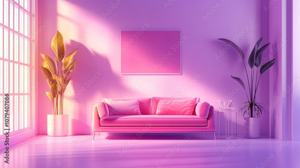 Poster ai generated artwork generative design empty photo studio setup bedroom featuring a sofa created in 