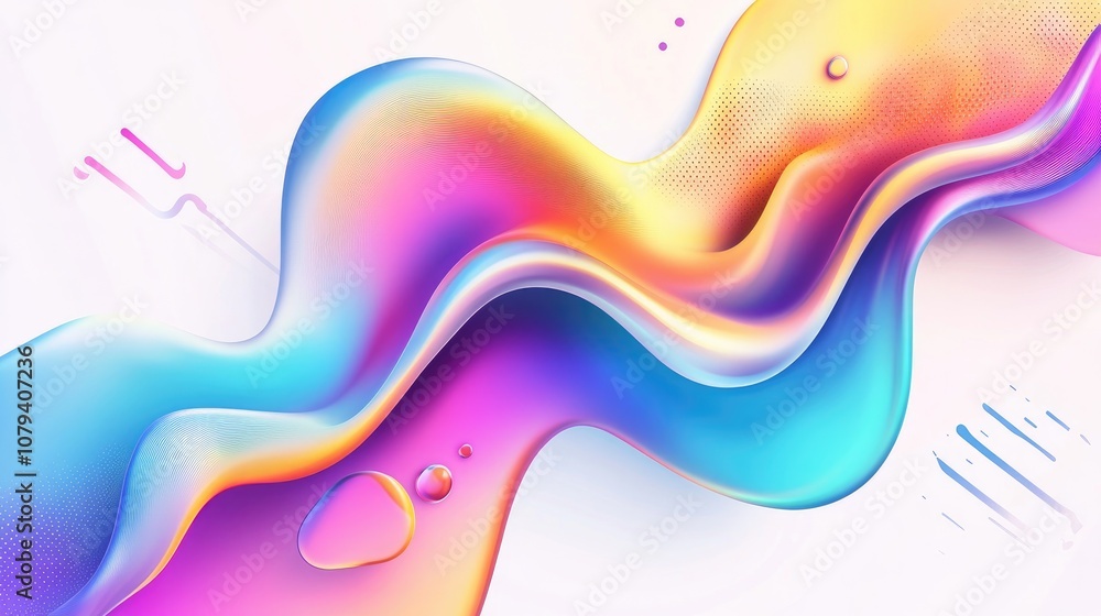 Poster colorful fluid twisted 3d element abstract holographic shape on white background modern design for b