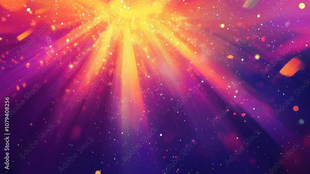 Poster beautiful abstract background of explosion rays for a festival glowing light rays and sparks for a c