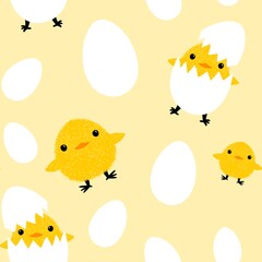 Easter chicken seamless birds pattern for wrapping paper and fabrics