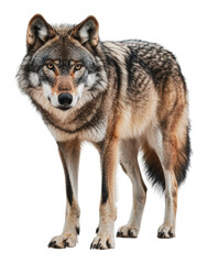 Obraz premium PNG A lone wolf standing alert in a natural pose