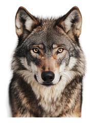 Fototapeta premium PNG A close-up view of a wolf's striking face