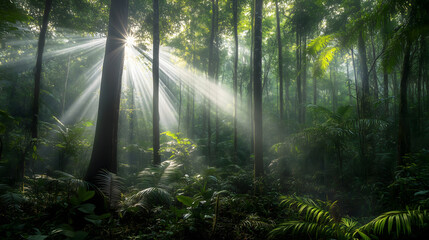 Fototapeta premium sun rays in the forest
