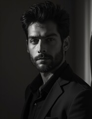 Obraz premium Dramatic Portrait of Sinhalese-Irish Man in Soft Lighting