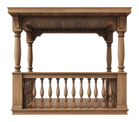Obraz premium PNG Decorative wooden balcony railing