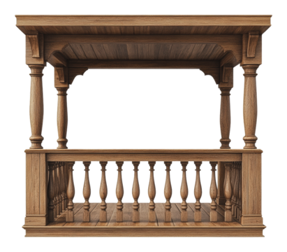 PNG Decorative wooden balcony railing