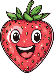 Obraz premium illustration of strawberry with a smile