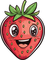 Obraz premium illustration of strawberry with a smile
