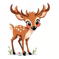 a photography of a cartoon deer with a big nose and big eyes.