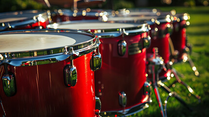 Red Drum Set in Outdoor Setting