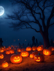 Fototapeta premium Halloween Scary Night Background haunted house 