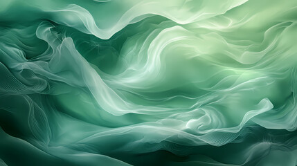 Obraz premium Abstract celadon and green background with waves and copy space. Celadon. Illustration
