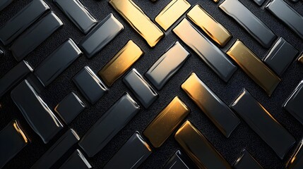 Silver and gold metallic background with 3D chrome vector design, diamond plate texture, raised diamond shapes with sharp reflections, luxurious aesthetic