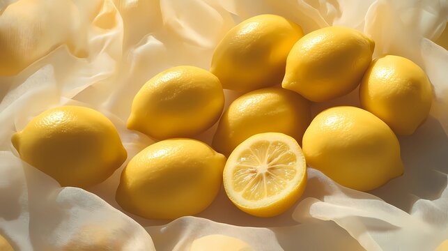 A repeating pattern of lemon wedges and bright yellow citrus zest, creating an eye-catching texture for product branding and social media graphics