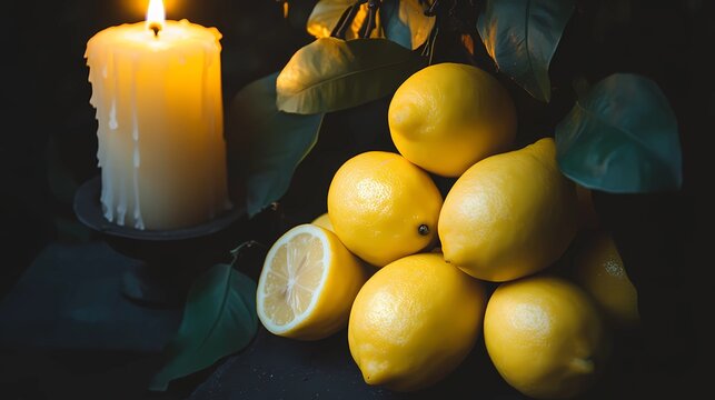 A repeating pattern of lemon wedges and bright yellow citrus zest, creating an eye-catching texture for product branding and social media graphics