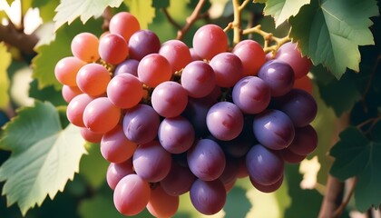 a single cluster of plump purple grapes with a few green leaves isolated on a clean white background create with ai