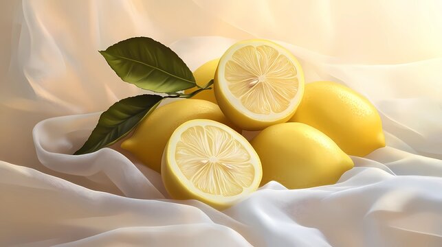 A repeating pattern of lemon wedges and bright yellow citrus zest, creating an eye-catching texture for product branding and social media graphics