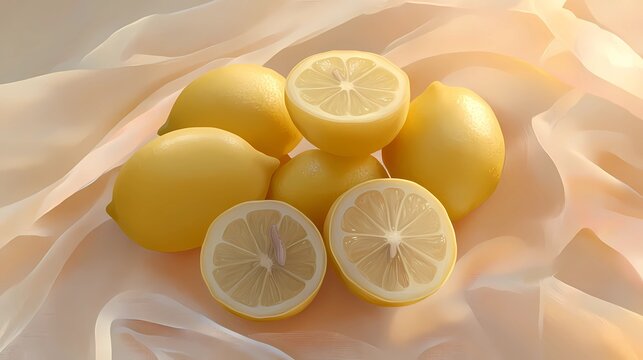 A repeating pattern of lemon wedges and bright yellow citrus zest, creating an eye-catching texture for product branding and social media graphics