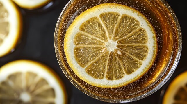 A repeating pattern of lemon wedges and bright yellow citrus zest, creating an eye-catching texture for product branding and social media graphics