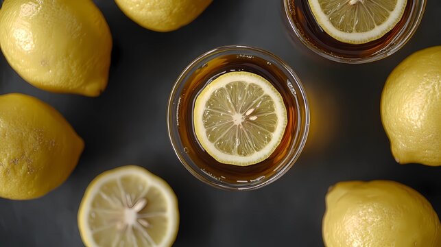 A repeating pattern of lemon wedges and bright yellow citrus zest, creating an eye-catching texture for product branding and social media graphics