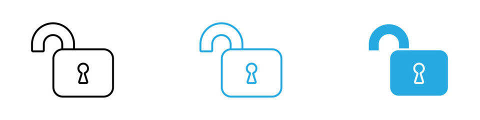 Unlock Icon Set Vector illustration in black