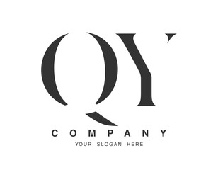 QY logo design. Initial letter q and y serif font style. Creative classic company name typography. Trendy logotype or identity.