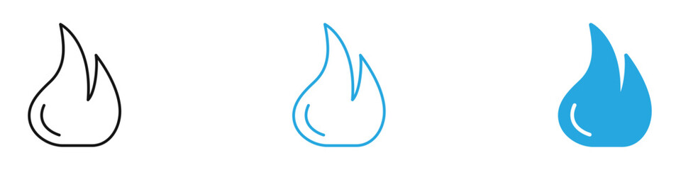 Fire Icon Set Vector illustration in black