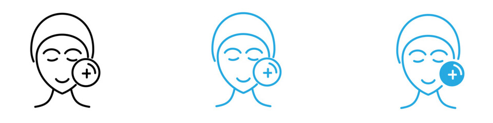 Glowing Skin Icon Set Vector illustration in black