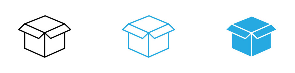 Open Box Icon Set Vector illustration in black