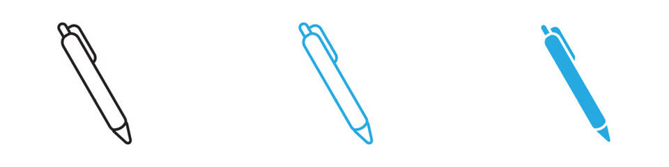 Pen Icon Set Vector illustration in black