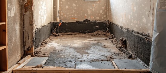 Shower renovation showcasing exposed shower walls and waterproofing on the base floor highlighting home improvement and tradesman expertise